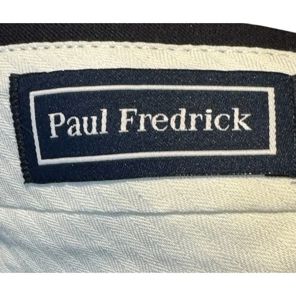 Paul Fredrick Men's Dress Pants Pleated Gabardine Classic Fit Lined Navy 36‎ NWT